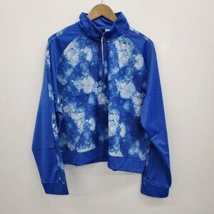 PSK Collective Womens Tie Dye Track Jacket 3XL‎ Blue Pullover 1/4 Zip Collar NWT